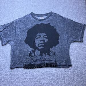 Spenny Lane Gray Jimmy Hendrix Crop Top Medium